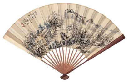 杨廷枢 熊国桢 辛未（1931年）作 山水 书法 成扇